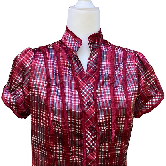 Antilia Femme Button Up Puff Sleeve Top, Large - Picture 2 of 6